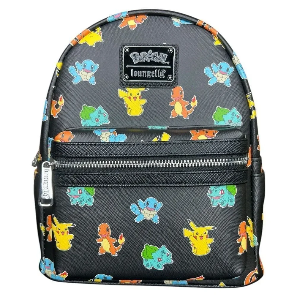 NEW Loungefly CL Exclusive Pokémon Starters Black Mini Backpack
